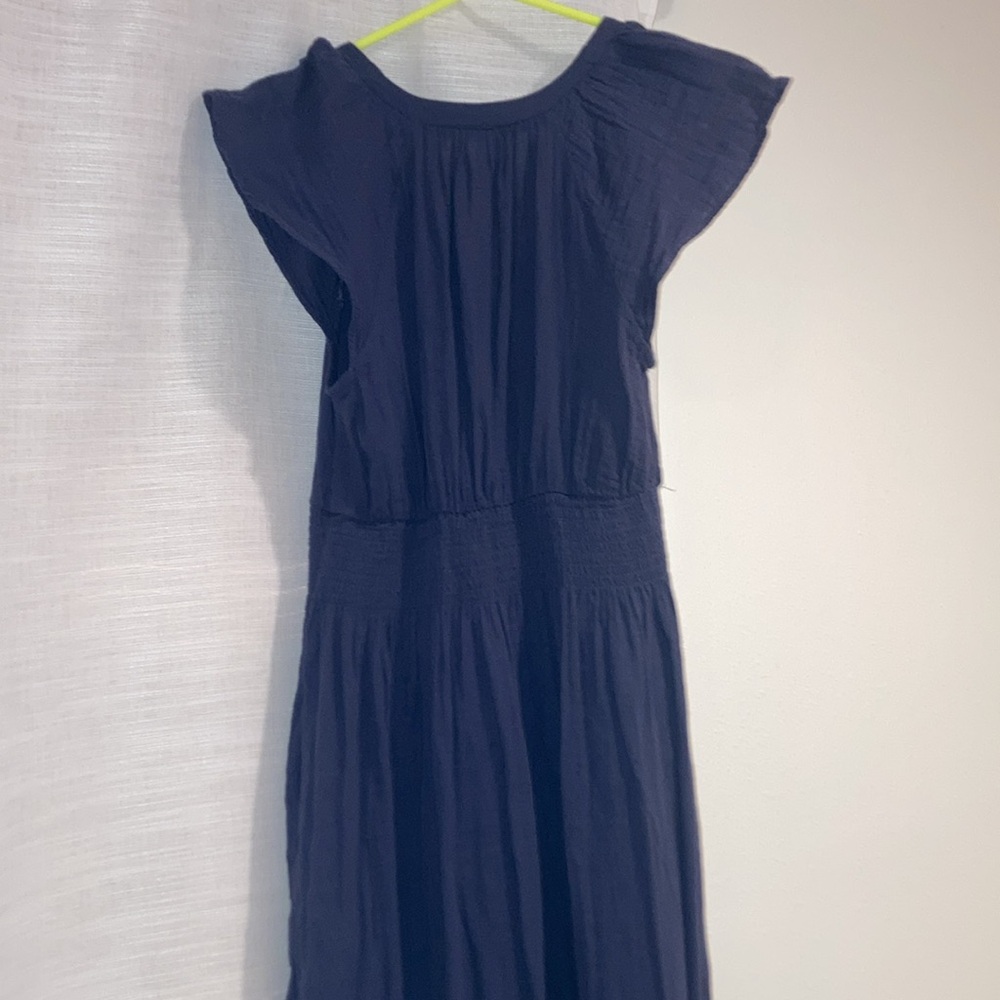 Cotton Tiered Navy Dress - Picture 7 of 9